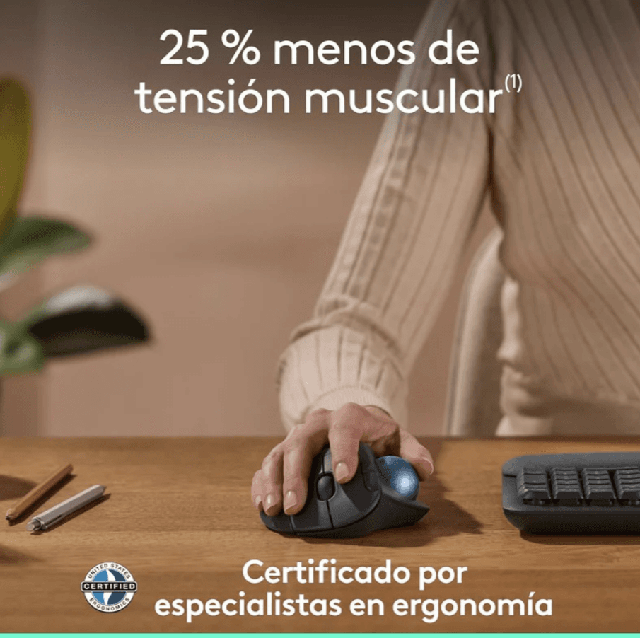 MOUSE LOGITECH M575S TRACKBALL INALAMBRICO ERGO USB/BLUETOOTH/GRAFITO BOLA AZUL — imagen 3