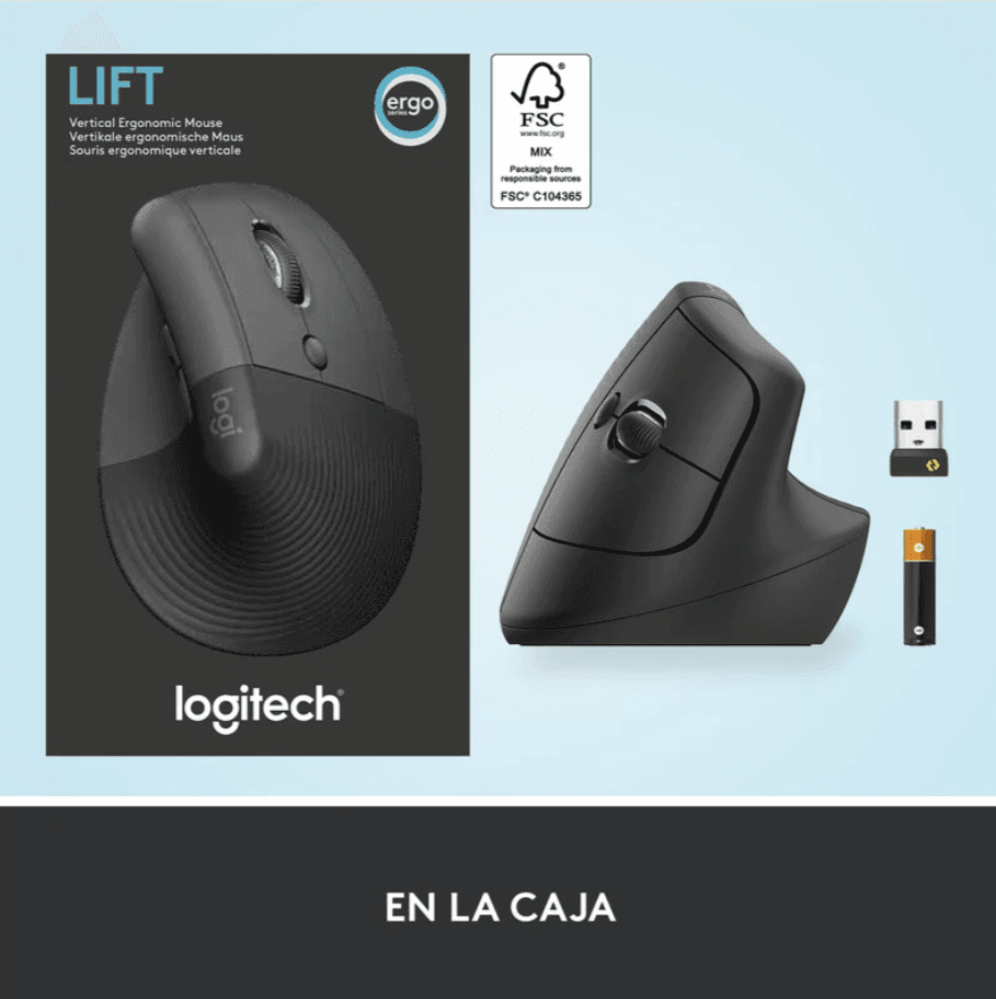 MOUSE LOGITECH LIFT VERTIVAL ERGONÓMICO INALÁMBRICO GRAFITO — imagen 6