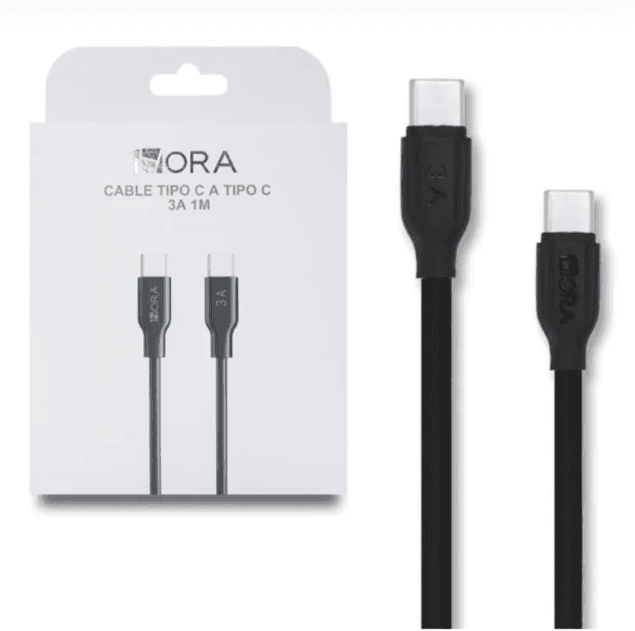 CABLE TIPO C A TIPO C 3AMP 1M NEGRO