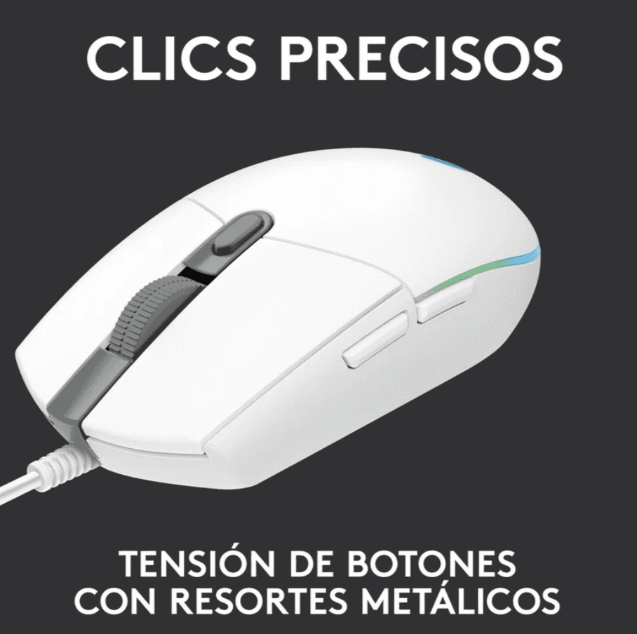 MOUSE GAMING LOGITECH G203 BLANCO/CABLE/USB/RGB — imagen 4