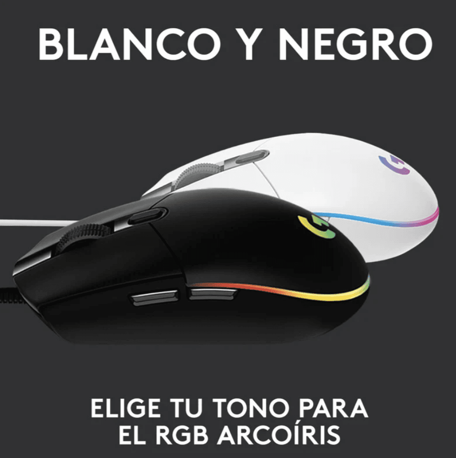 MOUSE GAMING LOGITECH G203 BLANCO/CABLE/USB/RGB — imagen 6