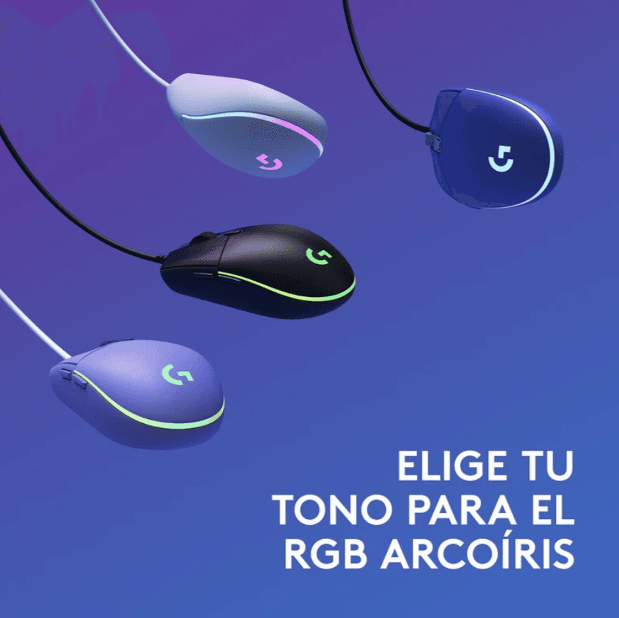 MOUSE GAMING LOGITECH G203 AZUL/CABLE/USB/RGB — imagen 6