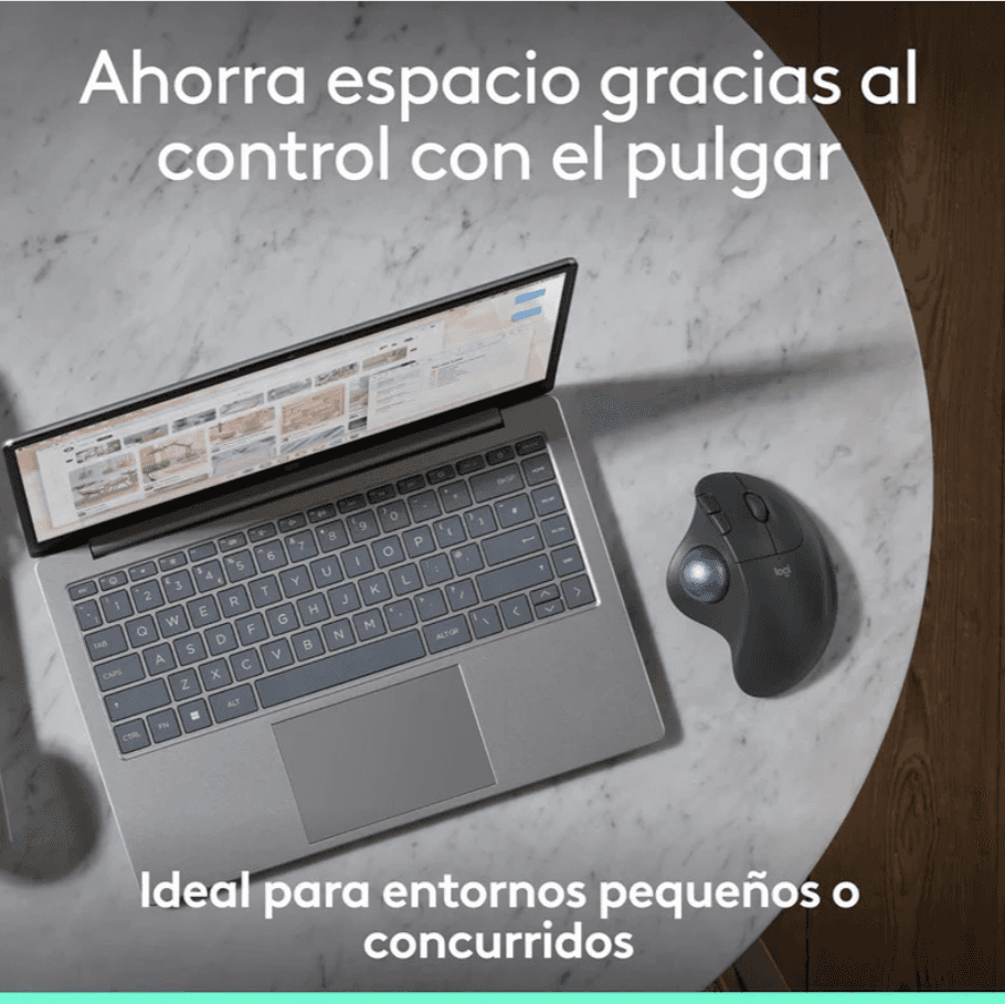 MOUSE LOGITECH M575S TRACKBALL INALAMBRICO ERGO USB/BLUETOOTH/GRAFITO BOLA AZUL — imagen 7