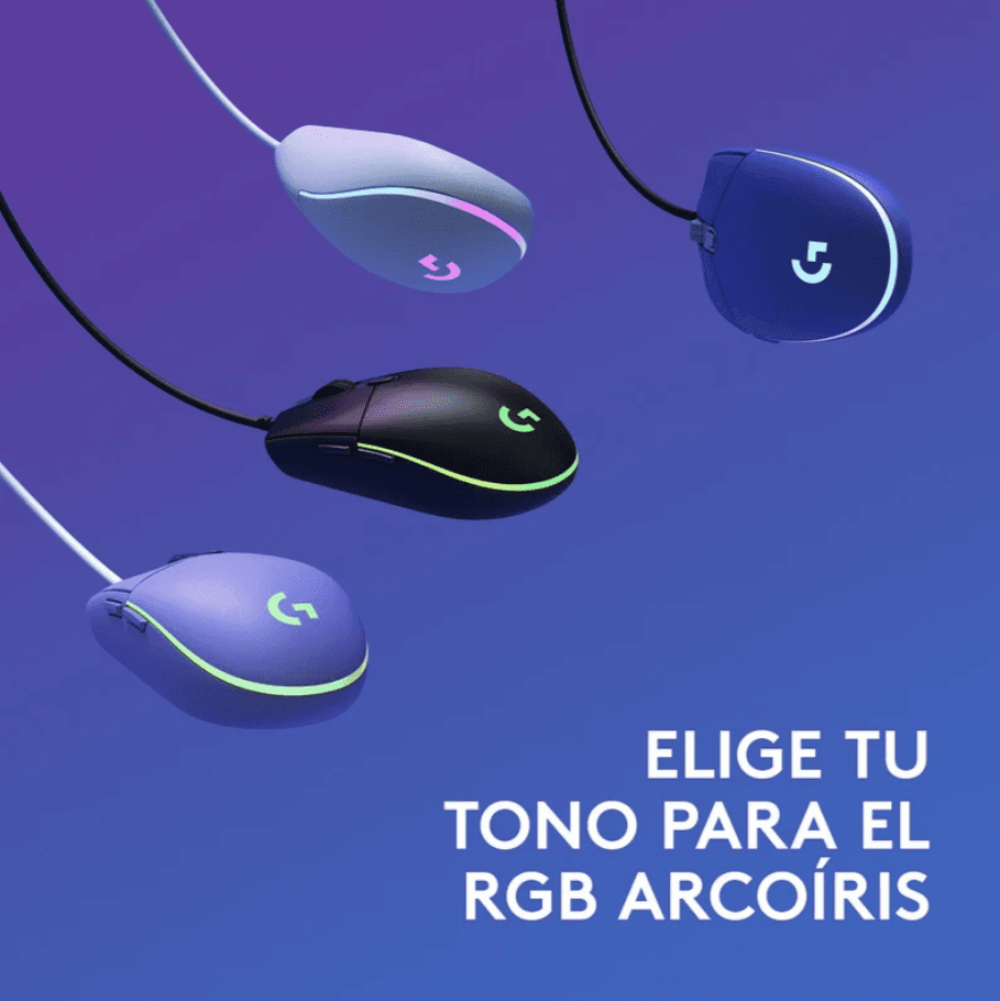 MOUSE GAMING LOGITECH G203 LILA/CABLE/USB/RGB — imagen 6