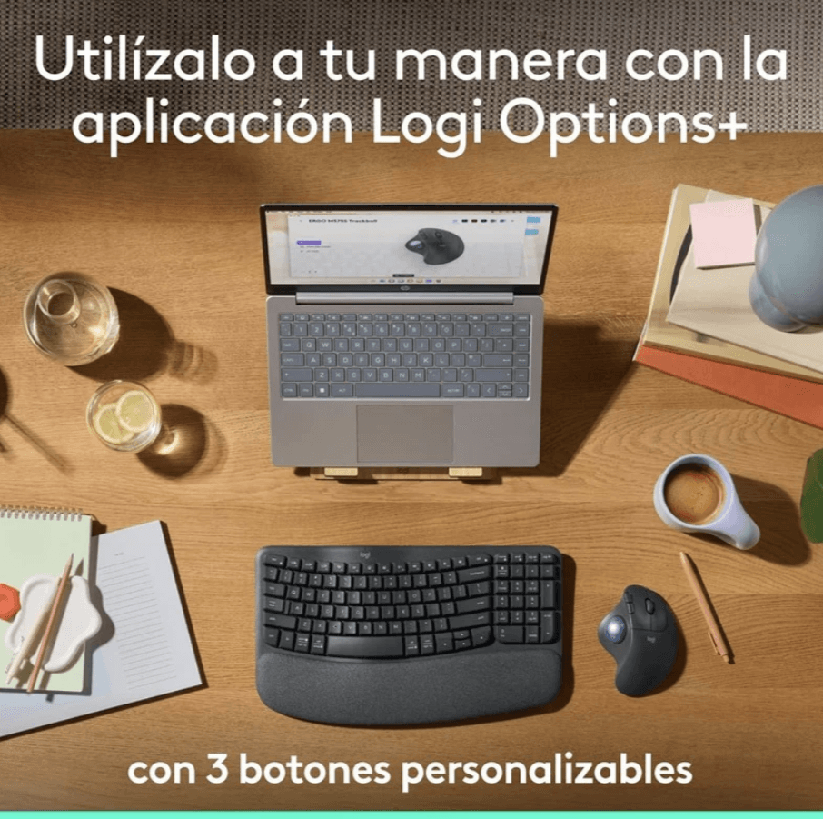 MOUSE LOGITECH M575S TRACKBALL INALAMBRICO ERGO USB/BLUETOOTH/GRAFITO BOLA AZUL — imagen 4