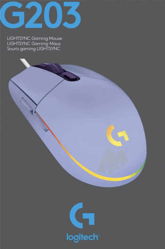 MOUSE GAMING LOGITECH G203 LILA/CABLE/USB/RGB — imagen 9