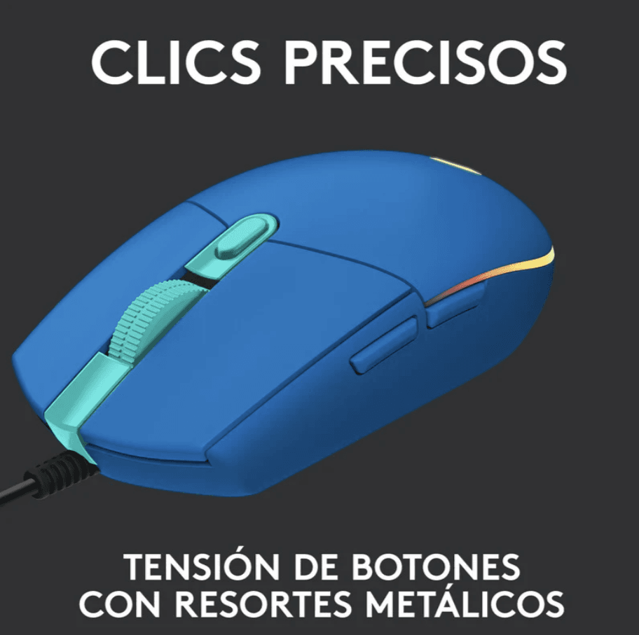 MOUSE GAMING LOGITECH G203 AZUL/CABLE/USB/RGB — imagen 4
