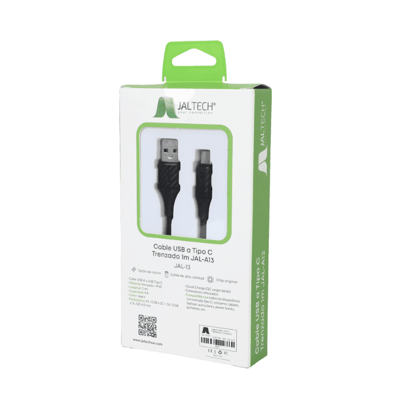 CABLE USB A TIPO C TRENZADO 1M 3A — imagen 2