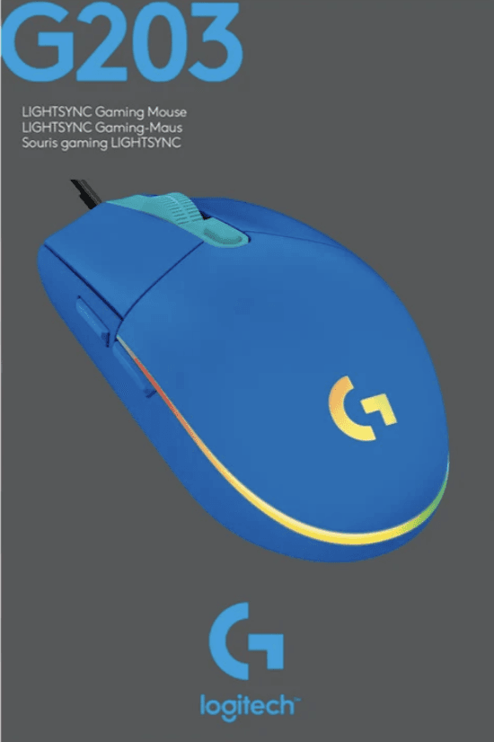 MOUSE GAMING LOGITECH G203 AZUL/CABLE/USB/RGB — imagen 9