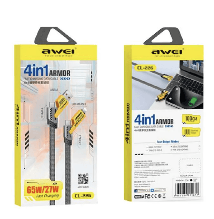 CABLE 4 EN 1 ARMOR 65W/27W AWEI — imagen 2