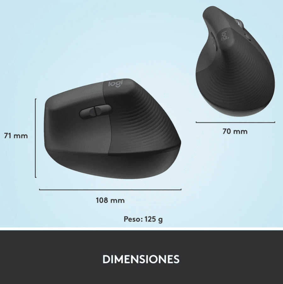 MOUSE LOGITECH LIFT VERTIVAL ERGONÓMICO INALÁMBRICO GRAFITO — imagen 8