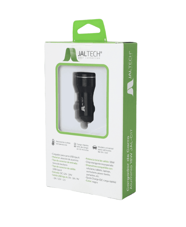 CARGADOR DE CARRO ALUMINIO 18W JAL-C17